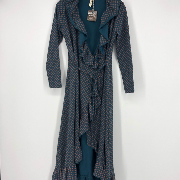 NWT Matilda Jane Reunion Wrap Around Ruffle Dress Size Small 26631D Green Blue - Picture 3 of 8